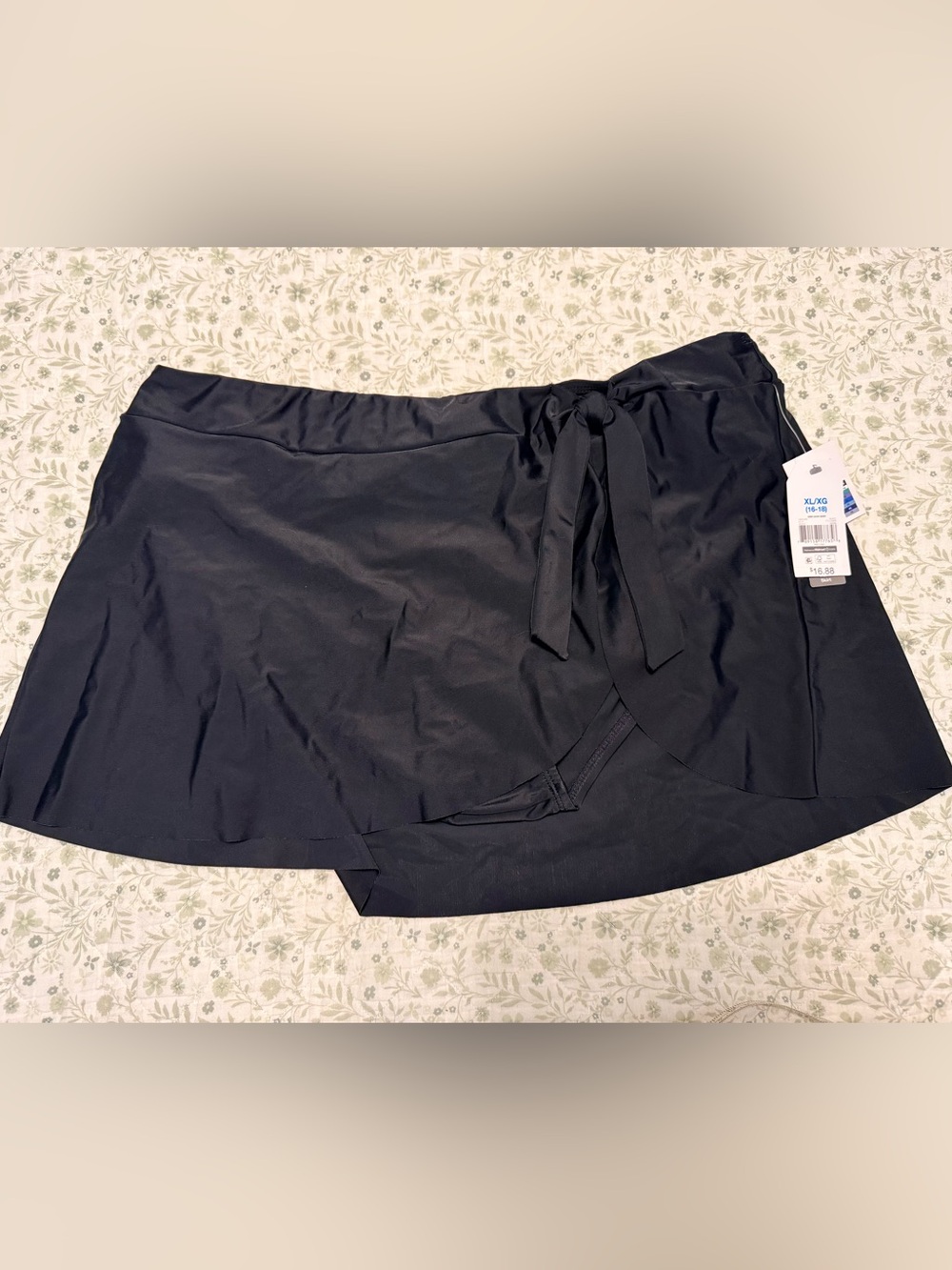 NWT Time and Tru Black Side Tie Swim Skirt Skort Size XL 16-18